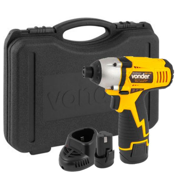 Parafusadeira de Impacto a Bateria 10,8V Li-Ion 1/4 Pol. com Carregador 2 Baterias e Maleta VONDER-PBV108