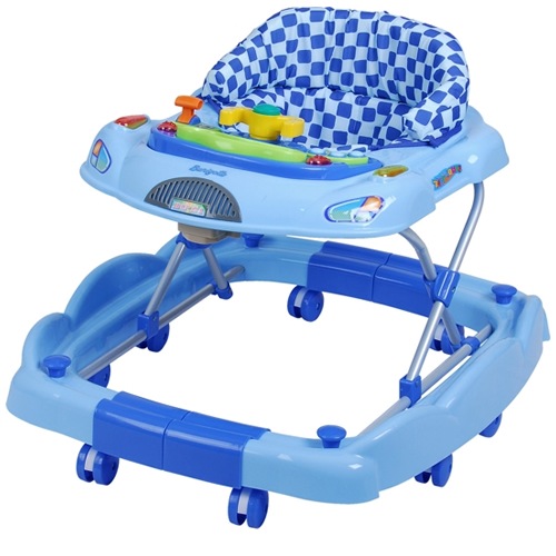 Andador Baby Coupé Azul Oito rodízios com Encosto Acolchoado