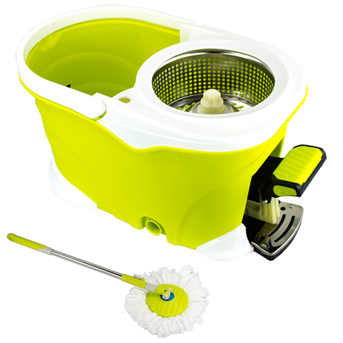 Balde Spin Mop 360 Inox com Pedal Alumínio Completo - Verde