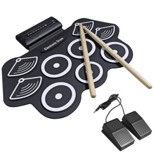 Bateria Eletrônica Roll Up Portátil Kit Completo com Fonte
