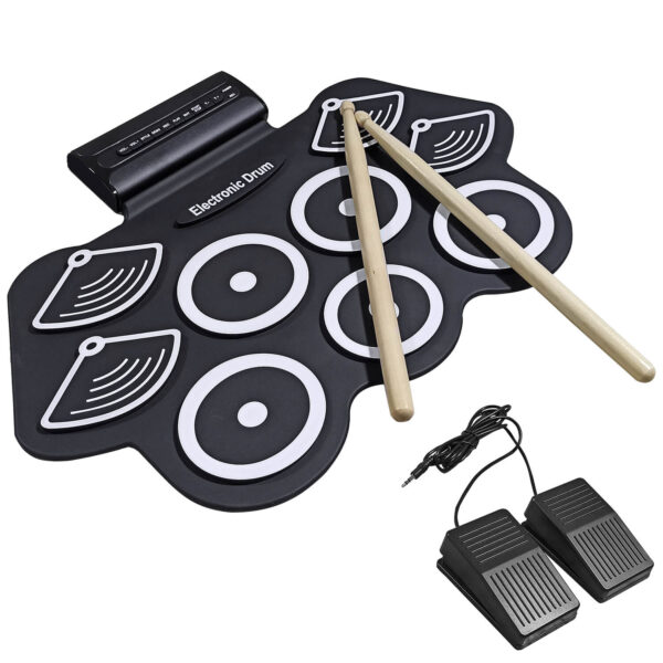 Bateria Eletrônica Roll Up Portátil Kit Completo com Fonte
