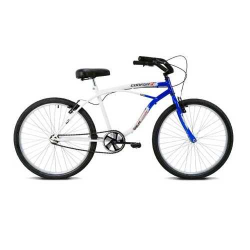 Bicicleta Aro 26 Confort Azul e Branco