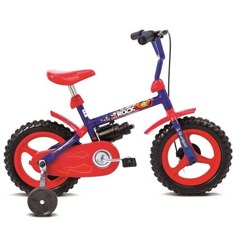 Bicicleta Infantil Aro 12 Rock Azul e Vermelha