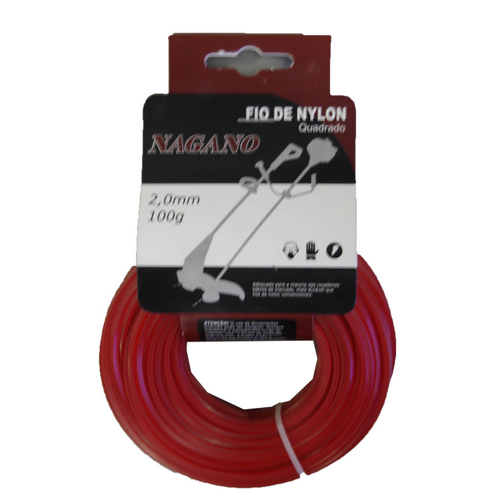 Bobina de fio de nylon quadrado 2,0 mm 100 gramas - para roçadeira
