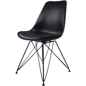 Cadeira Charles Eames Preto com Pés de Metal - TCEM01