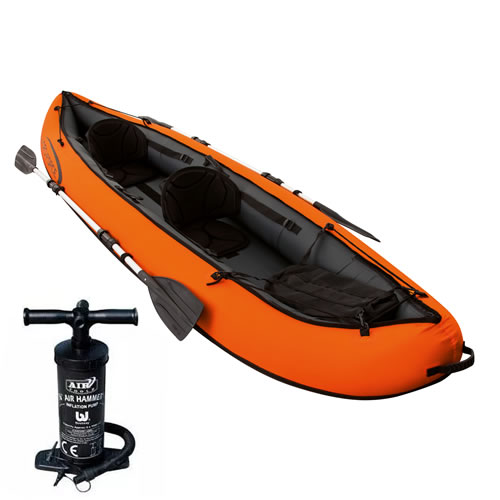 Caiaque Inflável 2 Pessoas 3.30m x 94cm 2 Remos Bomba de Ar - Ventura Hydro Force