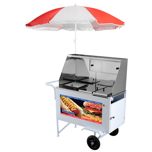 Carrinho Cachorro Quente Hot Dog Lanche Luxo com Rodas Maciças