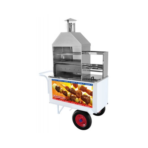 Carrinho Churrasco Luxo com 2 Grelhas Rodas Pneumáticas