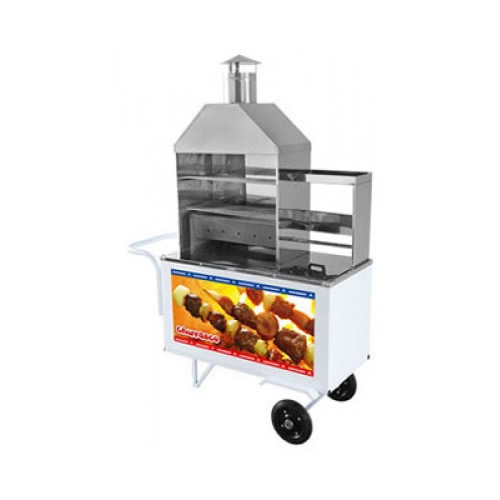 Carrinho Churrasco Luxo com Rodas Maciças 2 Grelhas