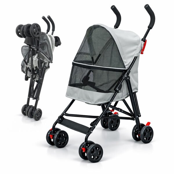 Carrinho de Passeio Pet com Porta Copo para Cães e Gatos 5kg Dobrável
