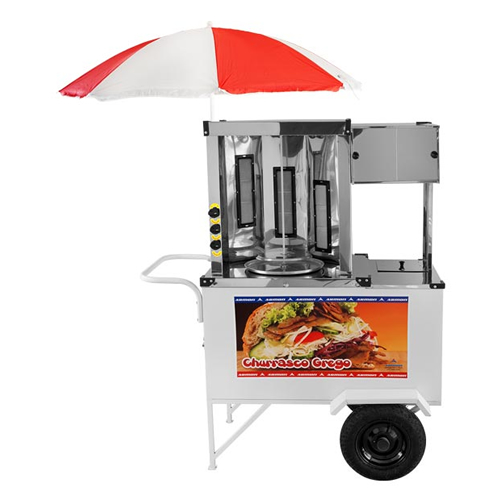 Carrinho Ambulante para Churrasco Grego Completo com Rodas Pneumáticas 8