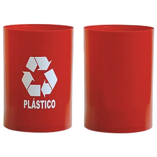 Cesto Vermelho com adesivo '' plastico '' - sem tampa 30x24 - 14 litros