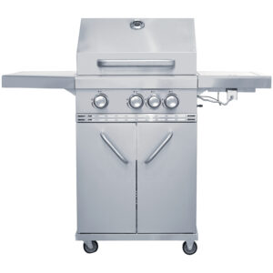 Churrasqueira a Gás Inox 3 Queimadores Mais 1 Lateral Americano a Bafo Carrinho