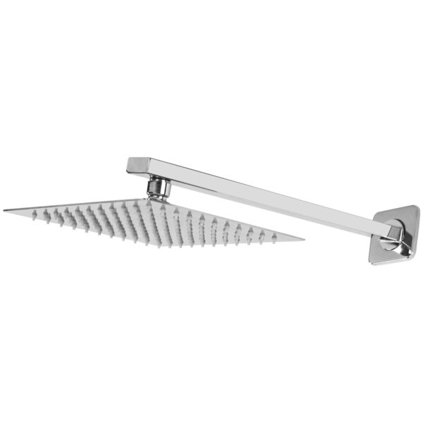 Ducha Quadrada Slim 20 Cm Em Inox Com Braço De Parede