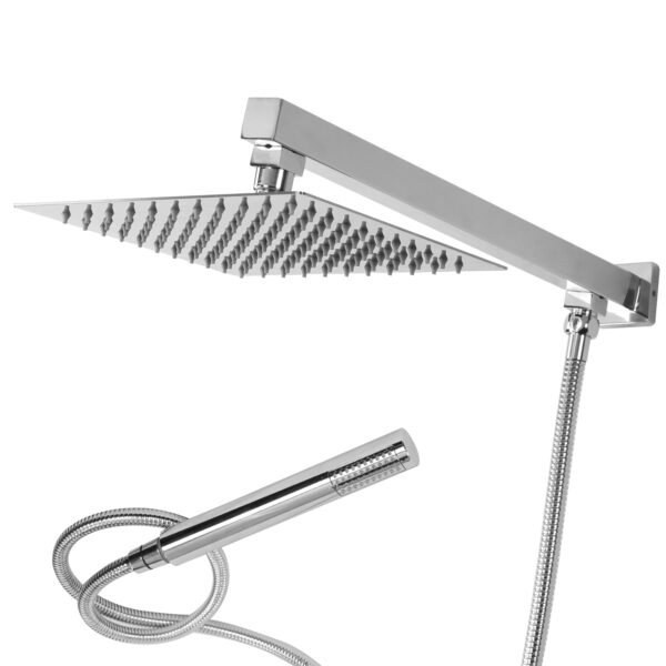 Chuveiro a Gás Quadrado Inox 20x20cm com Ducha de Mão