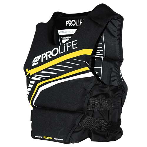 Colete Neoprene/Nylon Action Prolife - Preto/Amarelo - G