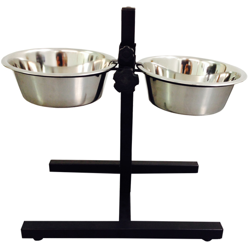 Comedouro Duplo Ajustável para cães e gatos - 2QT