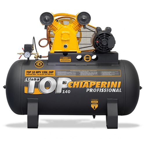 Compressor de Ar Monofásico 2 hp 140 libras 10 pés 150 Litros - TOP10MPV150LTM