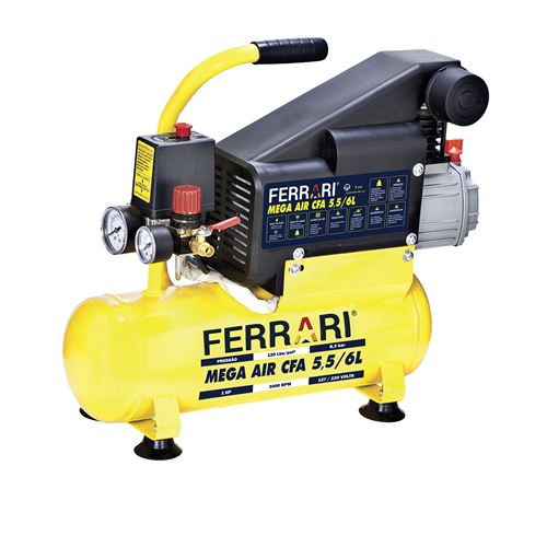 Compressor de Ar Mega Air Motor 1 HP 750 watts 120Lbs - C-6L
