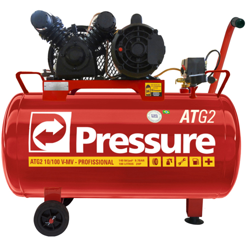 Compressor de Ar Monofásico, 100 Litros, 2CV, 140 Libras