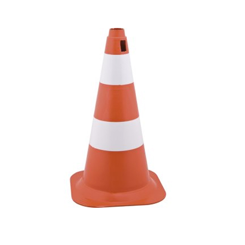Cone de sinalização altura de 75 cm - 2 faixas branco e laranja