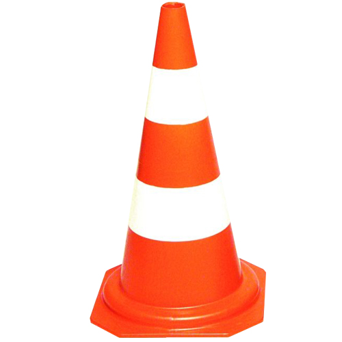 Cone de Sinalização Rígido 50cm Laranja/Branco