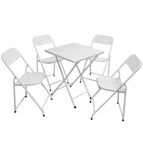 Conjunto América Mesa Quadrada e 4 Cadeiras Branco