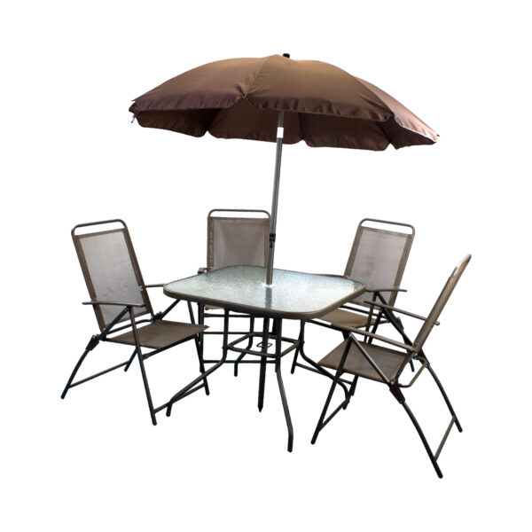 Conjunto de Mesa Quadrada para Jardim com Cadeira e Guarda Sol - 6 Peças - THCMCM6