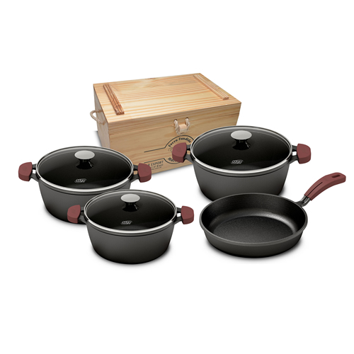 Conjunto de Panela Ferro Fundido com Cabo de Silicone Removível