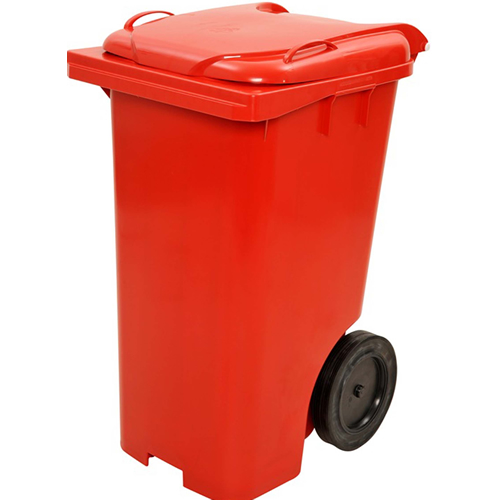 Contentor / coletor de 240 Litros vermelho com rodas