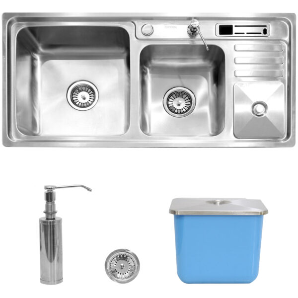Cuba Aço Inox 304 Dupla Pia Cozinha Gourmet com Acessórios
