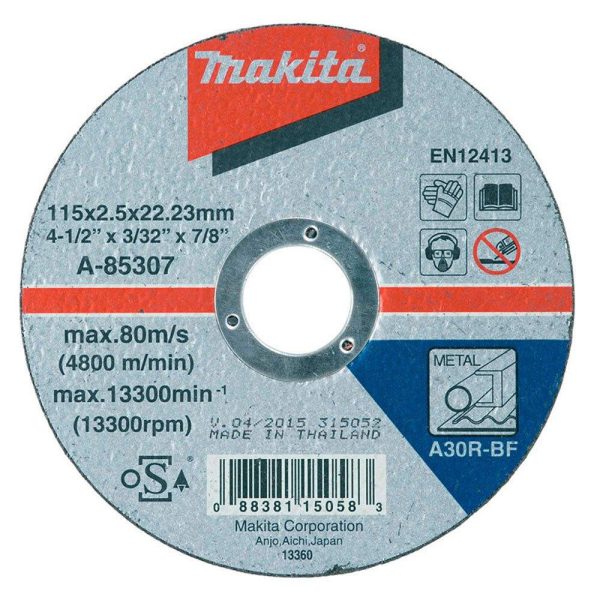Disco de Corte Abrasivo para Metal 115mm MAKITA-A85307