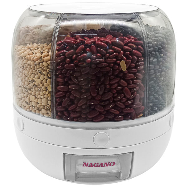 Dispenser Giratório de Alimentos Grãos e Cereais com 6 Divisões
