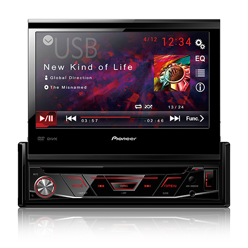 DVD Player com 1-DIN Tela Retrátil de 7 Polegadas com Alta Resolução (WVGA) Entrada USB Frontal - AVH3880DVD