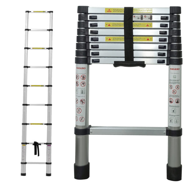 Escada Alumínio Telescópica 2.6 m 9 Degraus - Multifuncional