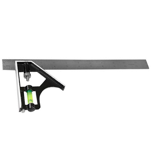 Esquadro de Aço 30cm Ajustável com Nível 12 Polegadas