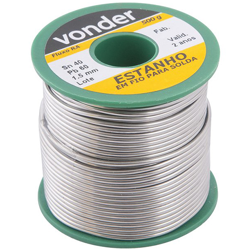 Estanho em fio, 1,5 mm, 40 x 60, com 500 g