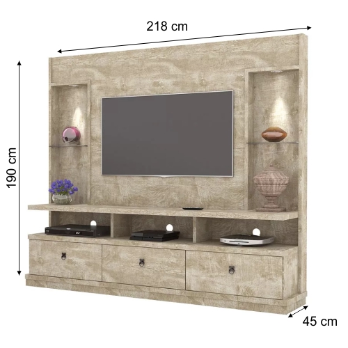 Estante Home Theater Dinamarca Rovere Cod 902919