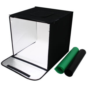 Estúdio Fotográfico Portátil 40x40cm 2 Barra Led 3 Fundos Bivolt