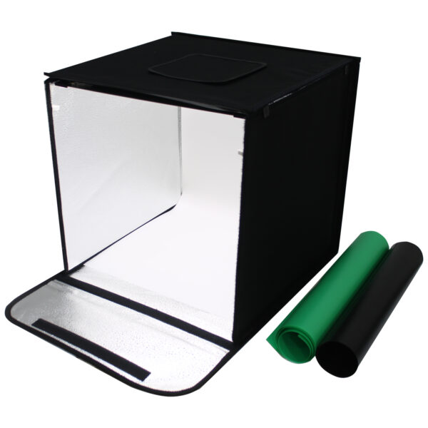 Estúdio Fotográfico Portátil 50x50cm 2 Barra Led 3 Fundos Bivolt