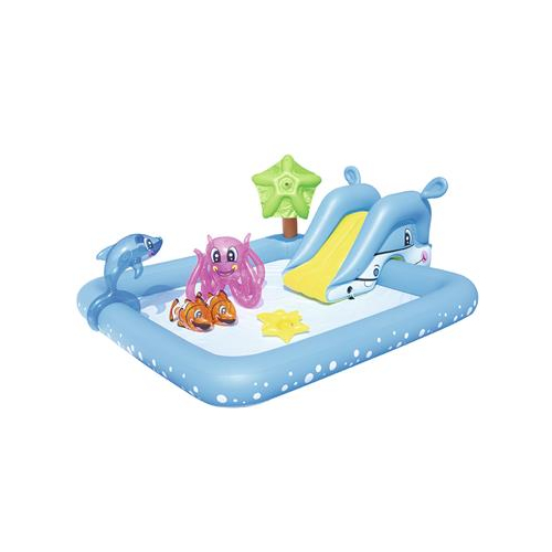 Fantástica Piscina Aquário de Jogo 1 Golfinho 2 Peixes Palhaços 1 Polvo 2 Aros - 308 Litros 2.39m x 2.06m x 86cm