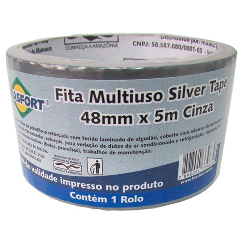 Fita Multiuso 5 Metros Silver Tape Cinza