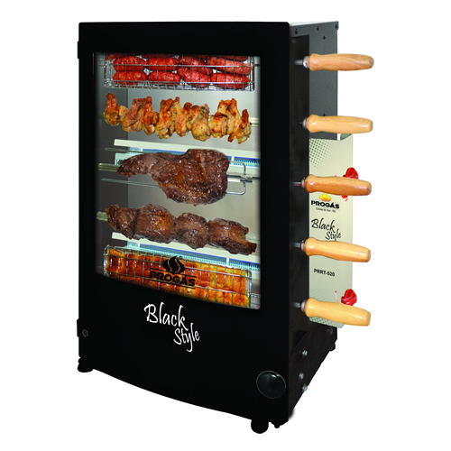 Forno Rotativo Industrial Bivolt 50/60hz 5 Espetos a Gás - PRRT-520 Black Style