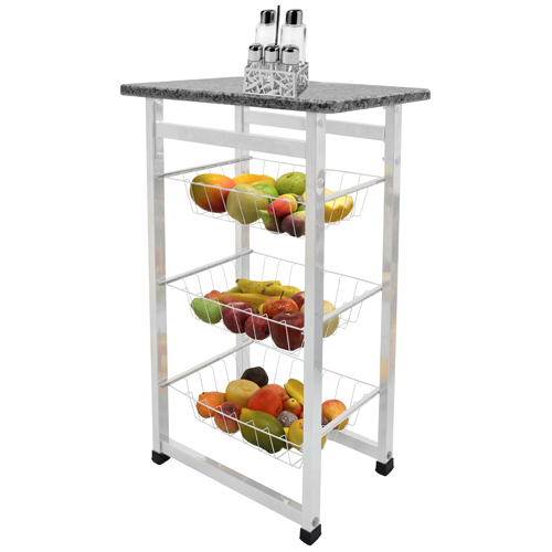 Fruteira Capri com Tampo de Granito e 3 Cestos