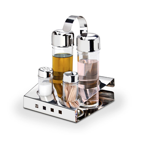Galheteiro Inox 4 Peças Suporte em Inox - MAK-INOX