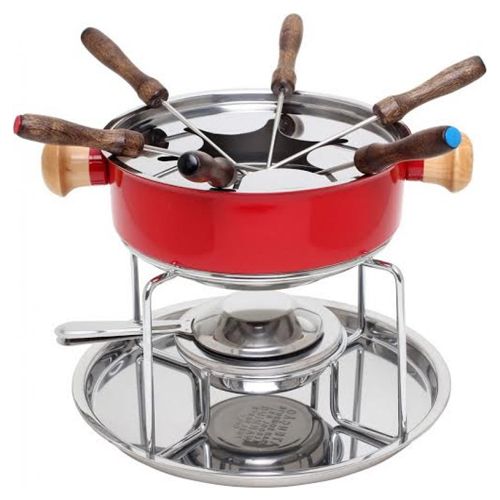 Jogo de Fondue em Aço Inox 1,5 Litros Vermelho