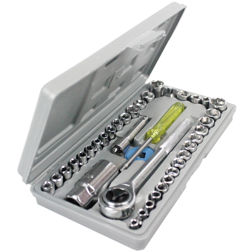 Kit Chave Catraca Reversível Jogo de Soquetes 39 Peças em Aço Carbono com Maleta - NJDS40