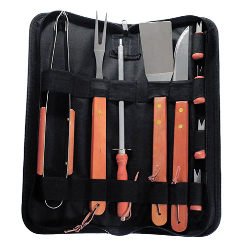Kit Churrasco 10 Peças com Bolsa de Nylon - Preta