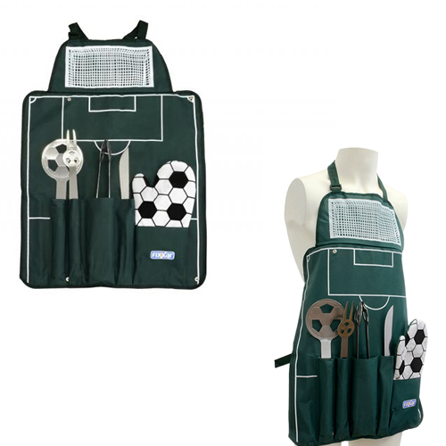 Kit Churrasco 6 Peças com Avental Futebol