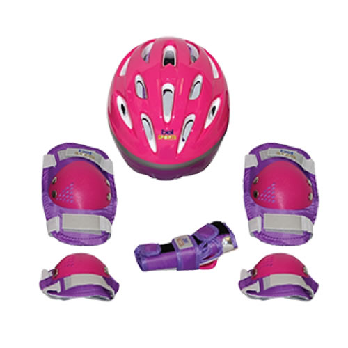 Kit de Proteção Radical com Capacete Cotoveleiras Joelheiras Luvas - G - Rosa